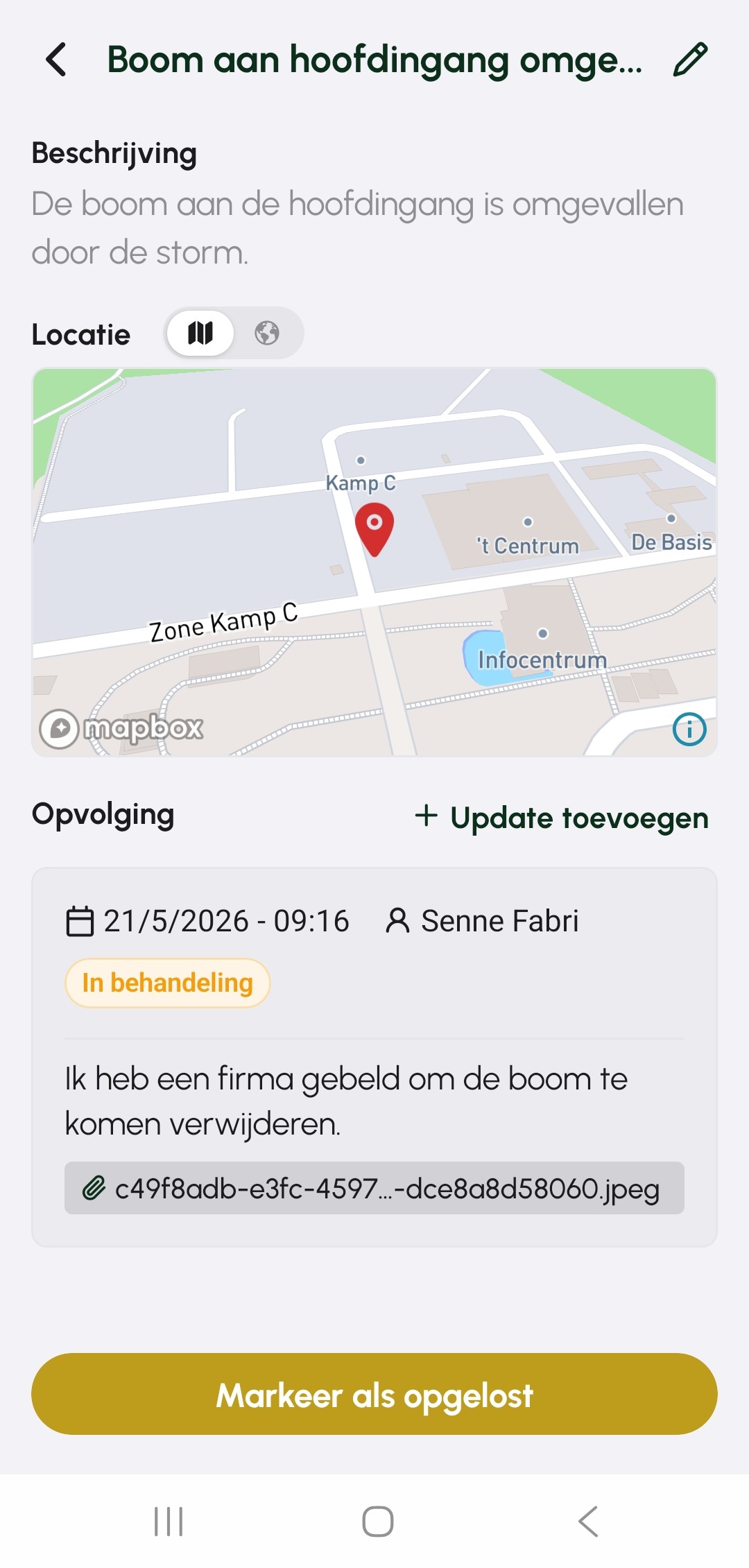 Incident detail weergave